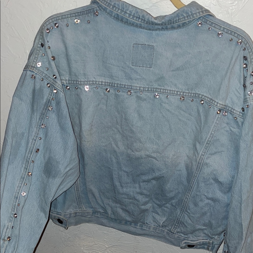 Studded Light Blue Jean Jacket women’s size Medium made in Argentina